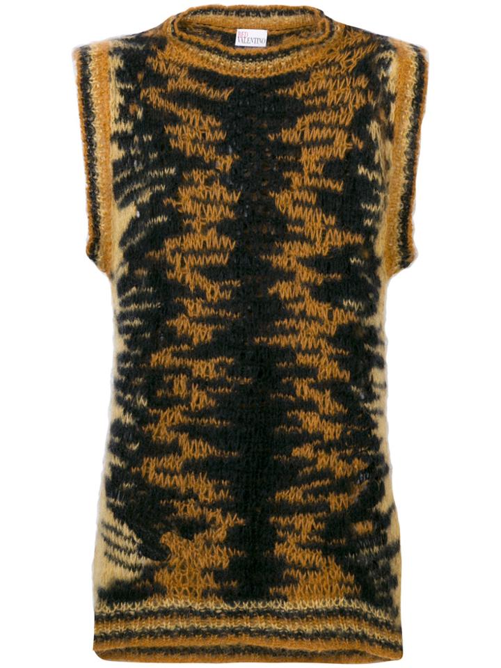 Red Valentino Embroidered Sleeveless Sweater - Yellow & Orange