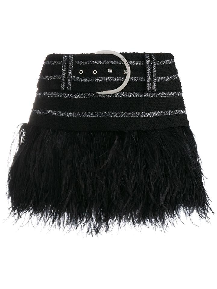 Balmain Feather-embellished Skirt - Black