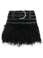 Balmain Feather-embellished Skirt - Black