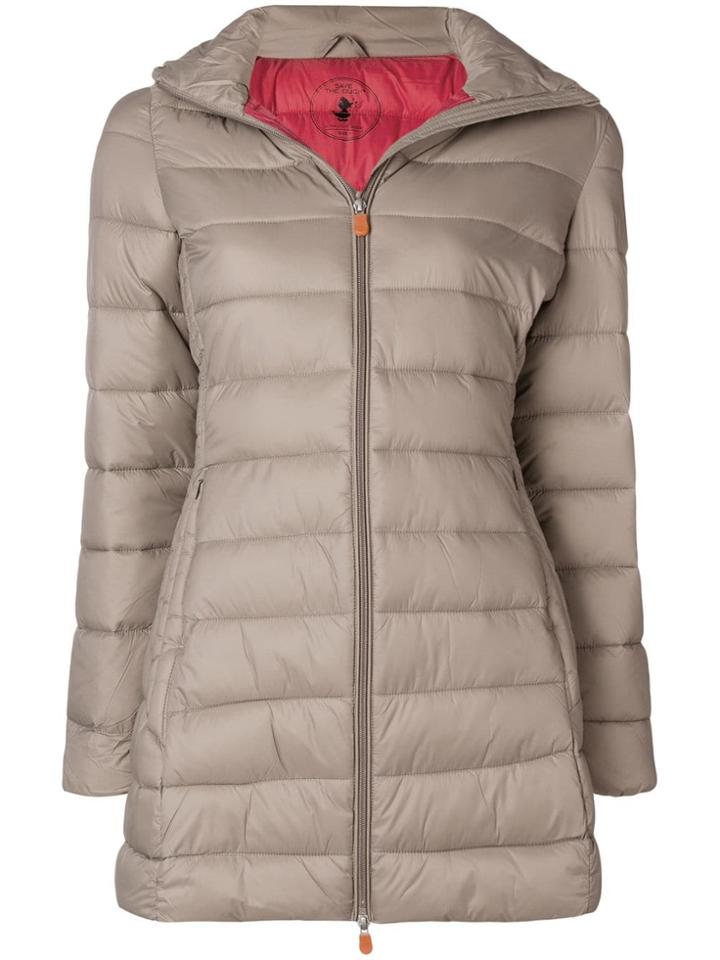 Save The Duck Hooded Parka Coat - Nude & Neutrals