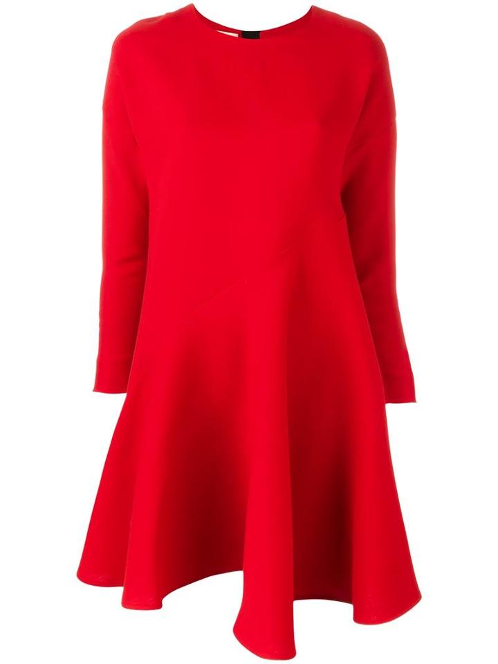Marni Asymmetric Draped Dress, Women's, Size: 40, Red, Silk/virgin Wool