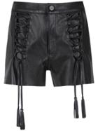 Nk Leather Lace Up Shorts - Black