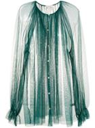 Forte Forte Long-sleeve Sheer Flared Blouse - Green