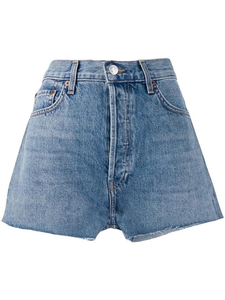 Re/done High-waisted Denim Shorts - Blue