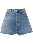 Re/done High-waisted Denim Shorts - Blue