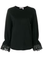 See By Chloé Lace Cuff Blouse - Black