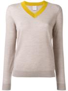 Paul Smith Bicolour V-neck Jumper - Nude & Neutrals