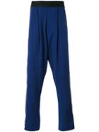 Haider Ackermann - Dropped Crotch Tapered Track Pants - Men - Cotton/acetate/rayon - M, Blue, Cotton/acetate/rayon