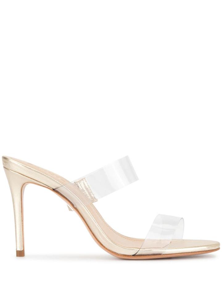 Schutz Clear Strap Stiletto Sandals - Gold