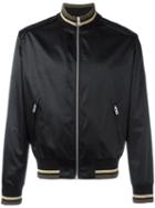 Maison Margiela Metallic Striped Trim Bomber Jacket, Men's, Size: 52, Black, Polyamide/polyester