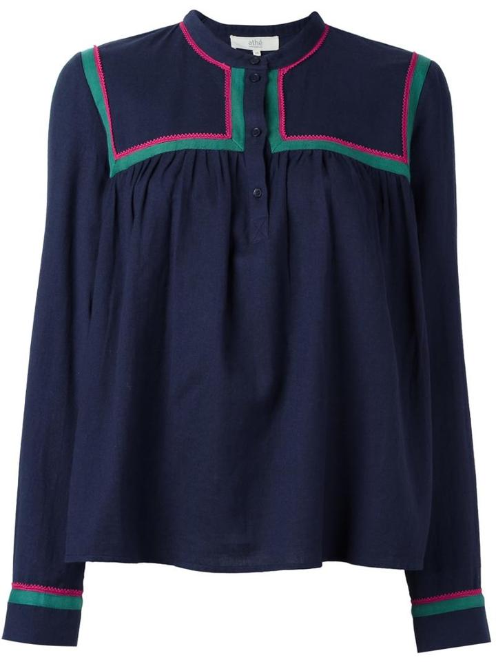 Vanessa Bruno Athé Collarless Longsleeved Blouse, Women's, Size: 40, Blue, Cotton