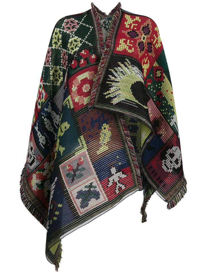 Alexander Mcqueen Cross Stitch Print Cape - Multicolour