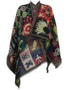 Alexander Mcqueen Cross Stitch Print Cape - Multicolour
