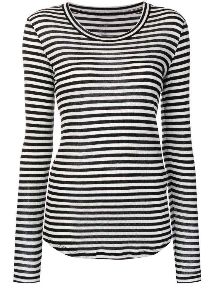 Closed Long-sleeve Striped T-shirt - Black