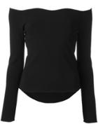 Cédric Charlier Scalloped Boat Neck Knitted Top - Black