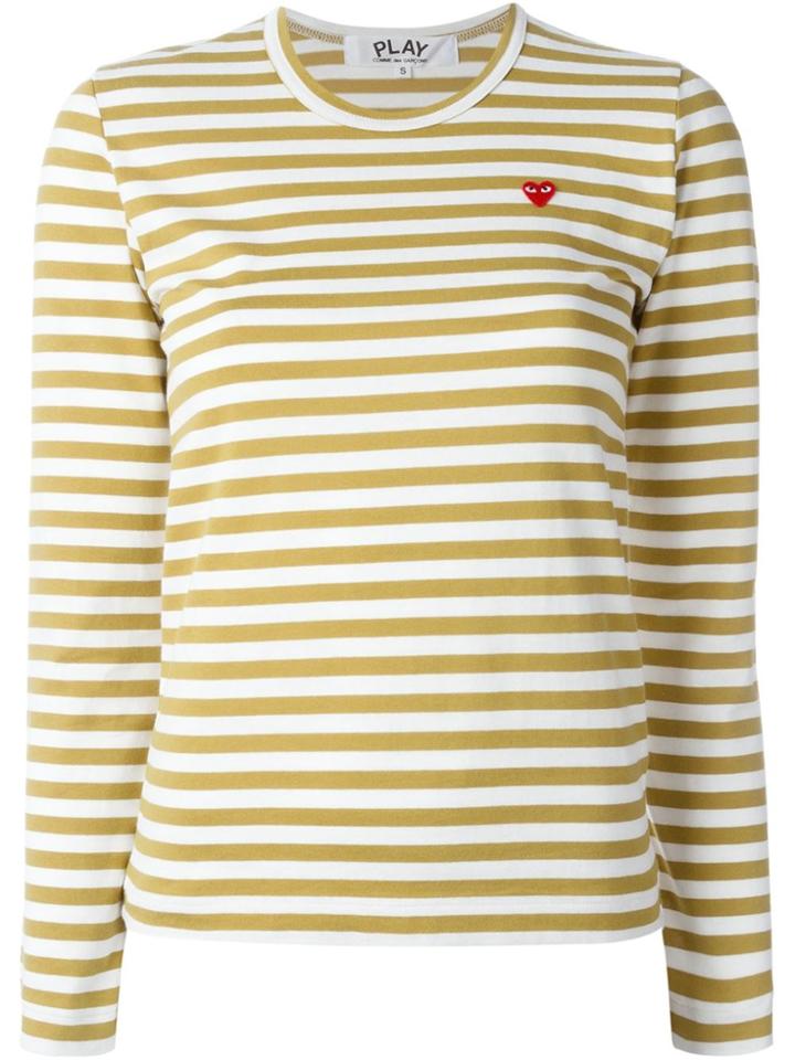 Comme Des Garçons Play Mini Heart Striped T-shirt - Nude & Neutrals