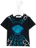 Young Versace - Medusa Logo Print T-shirt - Kids - Cotton/spandex/elastane - 36 Mth, Toddler Boy's, Blue
