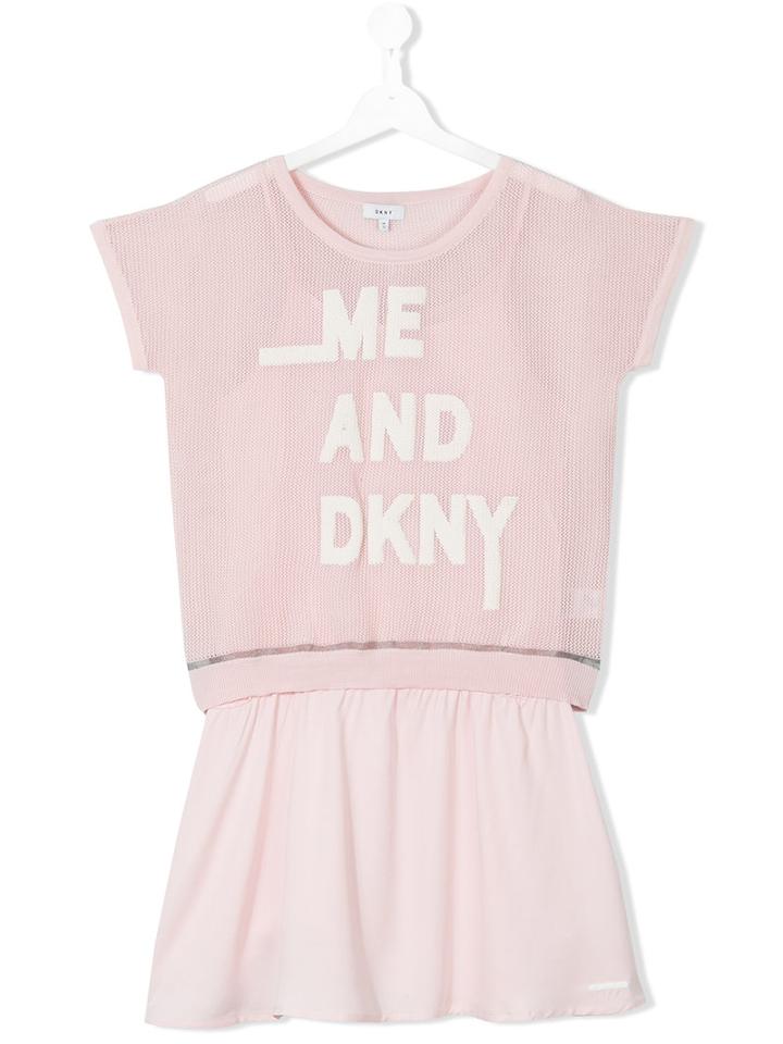 Dkny Kids - Logo Print Dress - Kids - Polyester - 16 Yrs, Pink/purple
