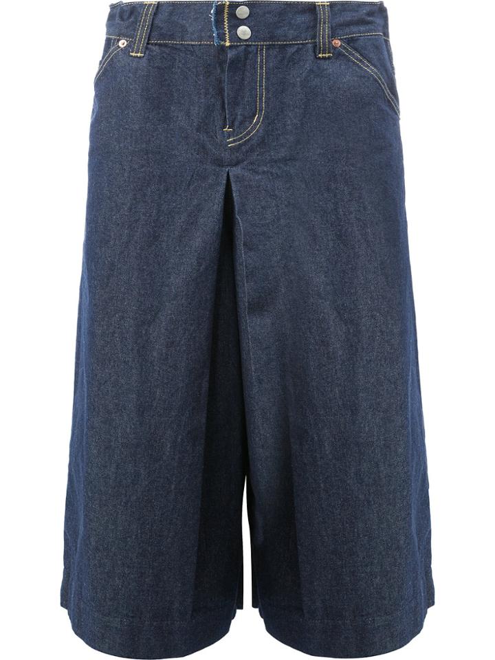 Ganryu Comme Des Garcons Wide-legged Cropped Jeans - Blue