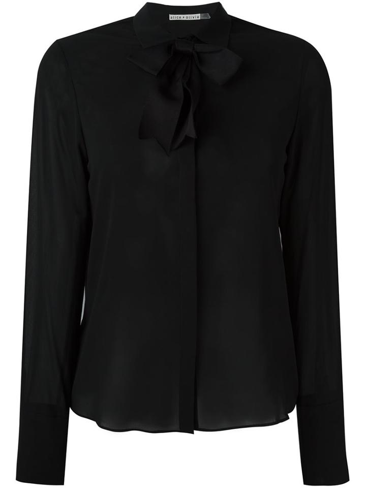 Alice+olivia 'felipa' Blouse, Women's, Size: Small, Black, Silk/spandex/elastane/viscose