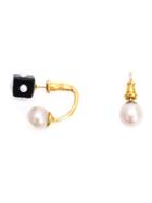 Nektar De Stagni Pearl & Onyx Earrings, Women's, Metallic, 14kt Gold/pearls