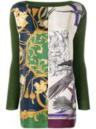 Salvatore Ferragamo Satin-panelled Jumper - Green