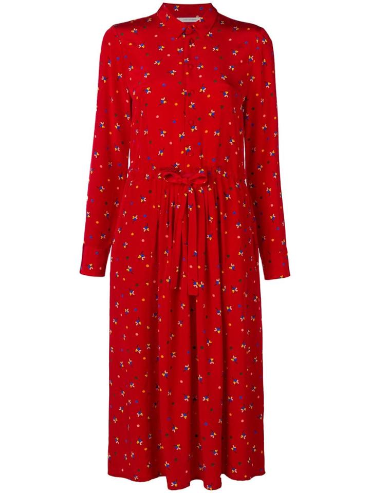Chinti & Parker Floral Long-sleeve Midi Dress - Red