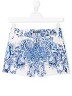 Roberto Cavalli Kids Baroque Print Tailored Shorts - White