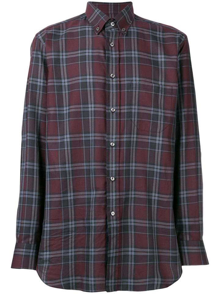 Brioni Button-down Checked Shirt - Red