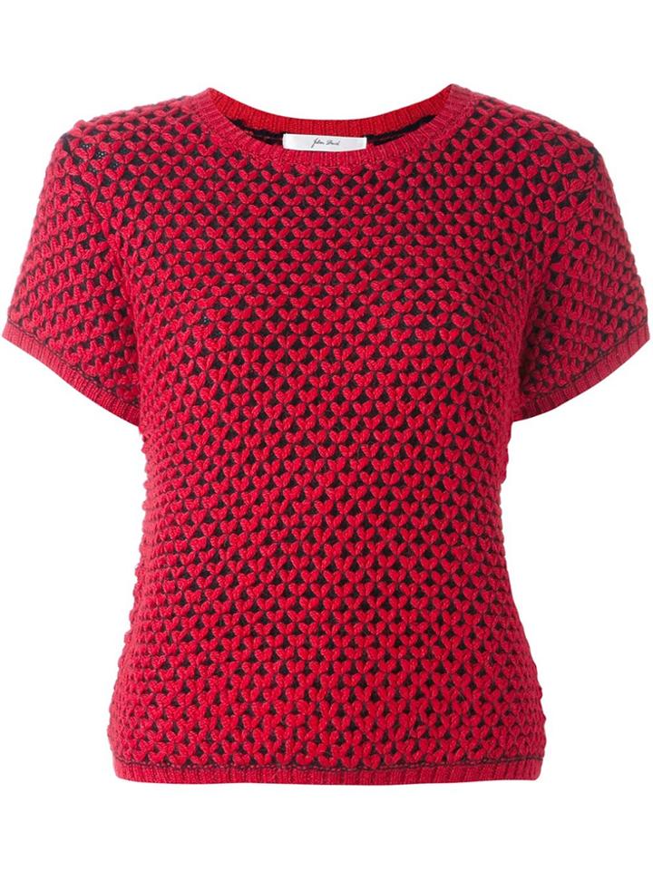 Julien David Knitted Shortsleeved Top - Red