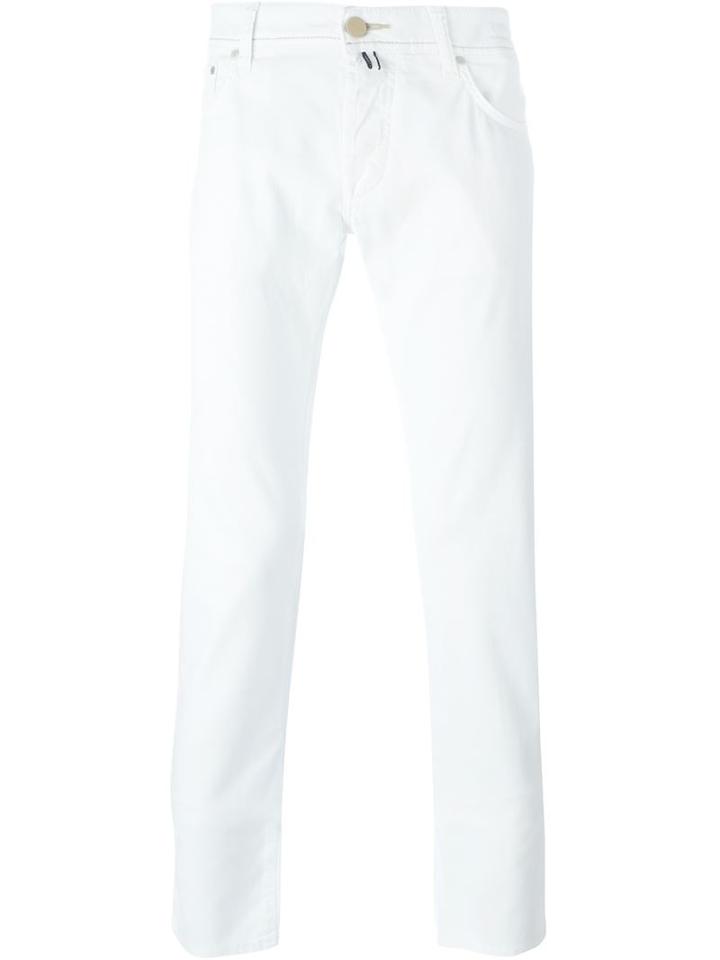 Jacob Cohen Straight Leg Jeans, Men's, Size: 35, White, Cotton/spandex/elastane