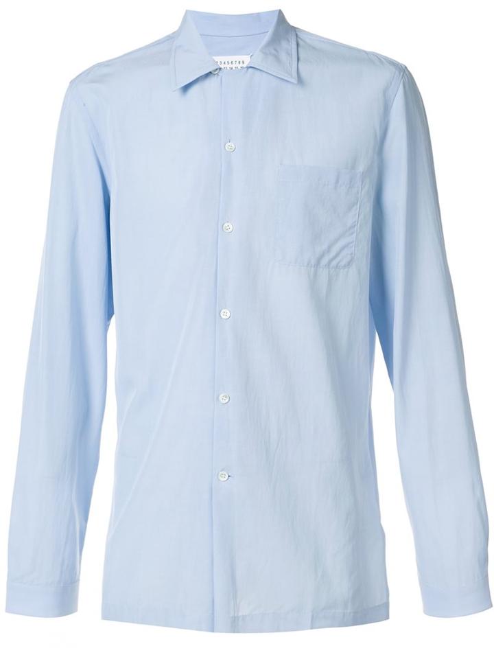 Maison Margiela Chest Pocket Shirt, Men's, Size: 40, Blue, Cotton