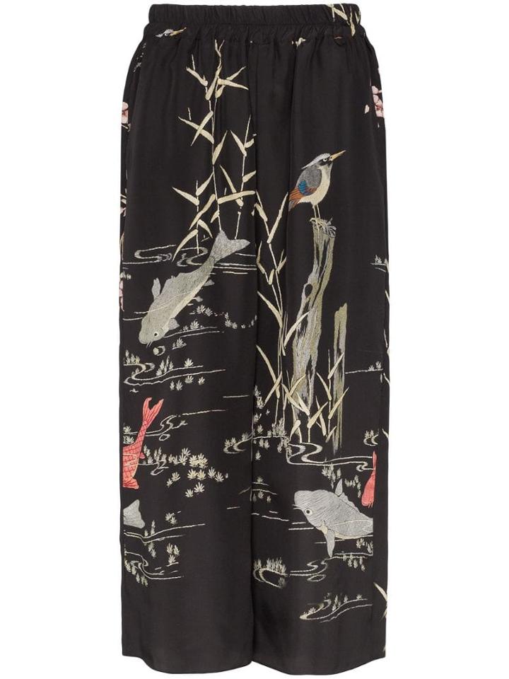 By Walid Jacquard Wide-leg Trousers - Black