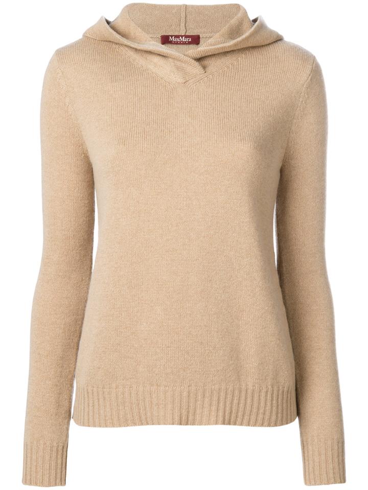 Max Mara Studio Knit Hooded Top - Nude & Neutrals
