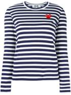 Comme Des Garçons Play Striped Longsleeved T-shirt, Women's, Size: Medium, Blue, Cotton
