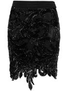 Amen Sequin Embroidered Skirt - Black