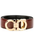 Salvatore Ferragamo Gancini Buckle Belt, Men's, Size: 115, Brown, Calf Leather