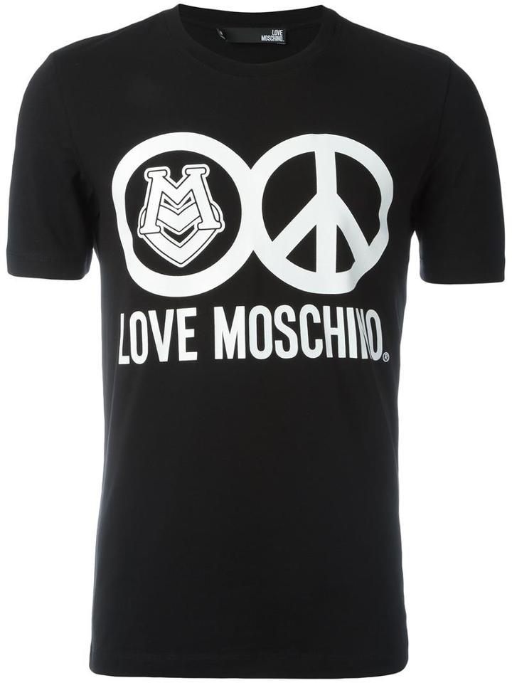 Love Moschino Logo Print T-shirt, Men's, Size: Small, Black, Cotton/spandex/elastane