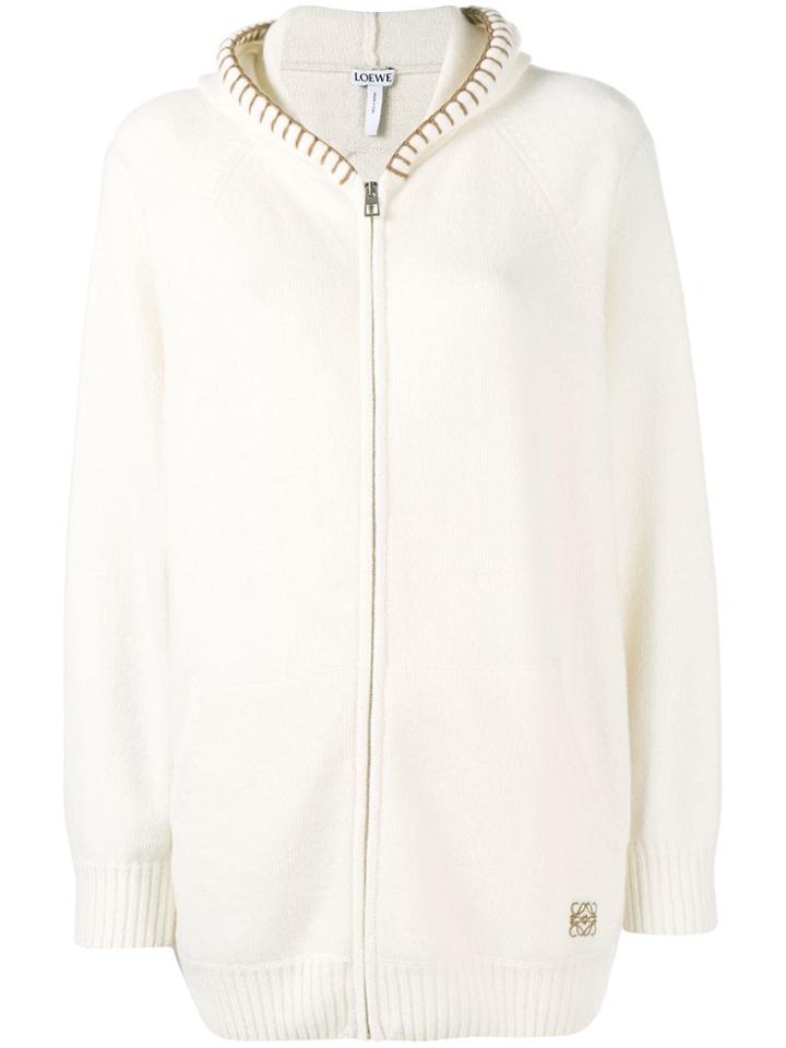 Loewe Stitch Detail Blanket Hoodie - White