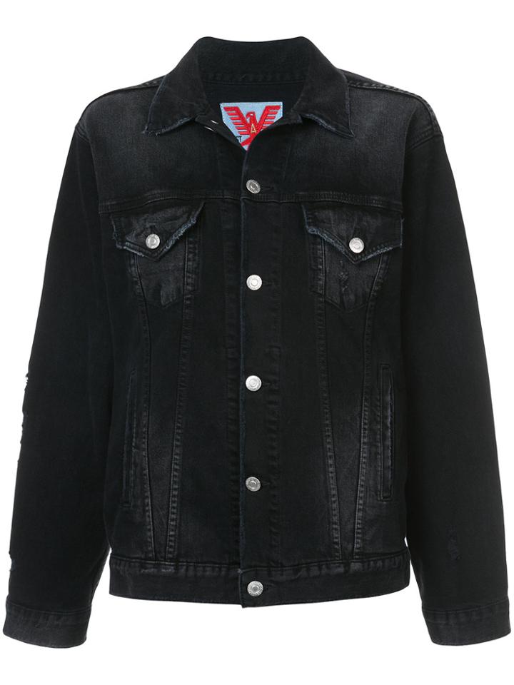 Adaptation Skull Print Denim Jacket - Black