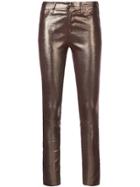 J Brand Mid-rise Metallic Skinny Jeans - Brown