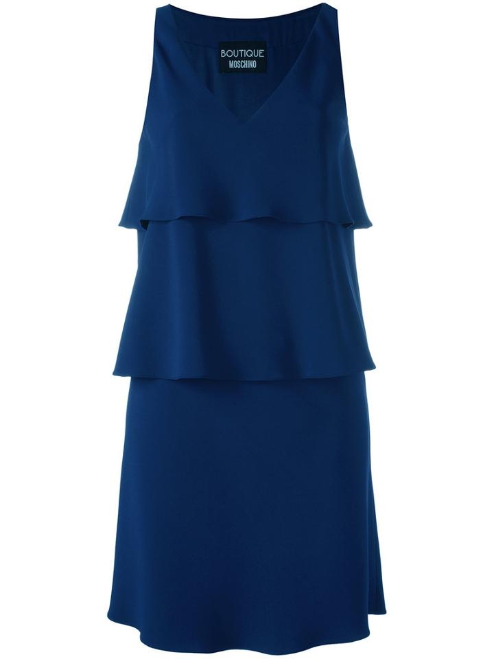 Boutique Moschino Layered Sleeveless Dress, Women's, Size: 42, Blue, Polyester/acetate/triacetate