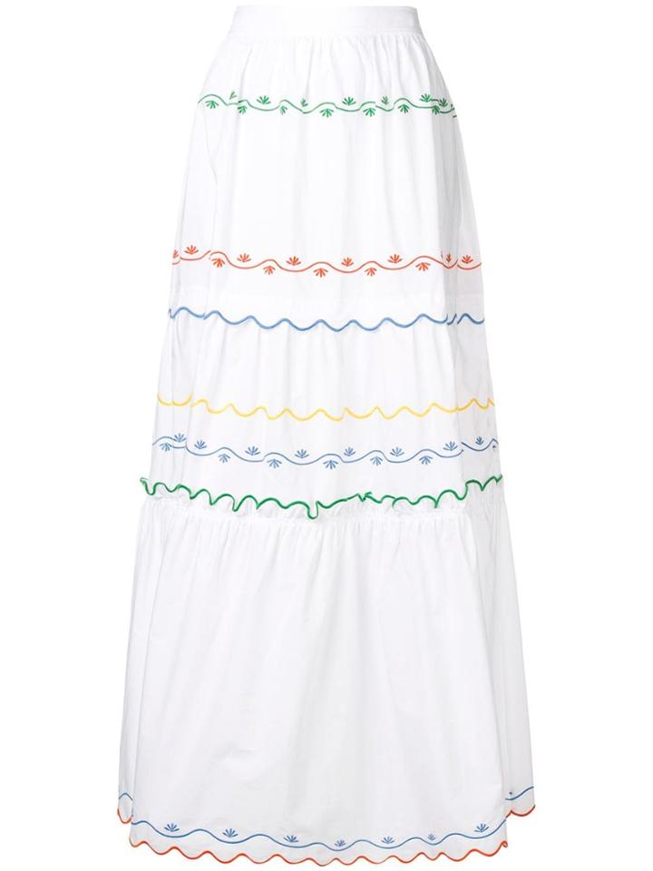 Tory Burch Embroidered Wave Skirt - White