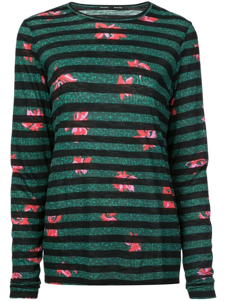 Proenza Schouler Floral Stripe Long Sleeve T-shirt - Red