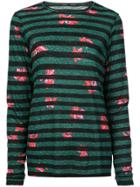 Proenza Schouler Floral Stripe Long Sleeve T-shirt - Red