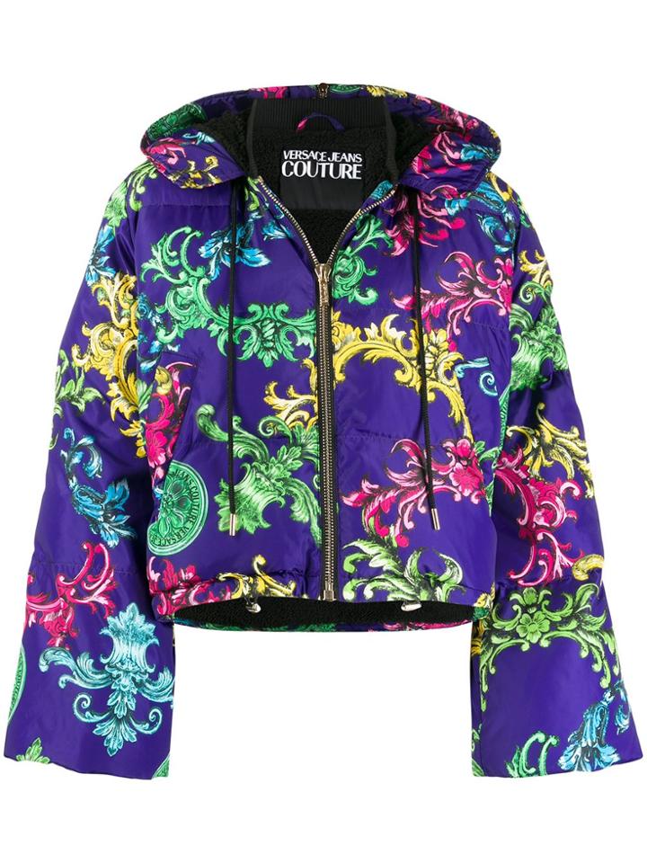 Versace Jeans Couture Baroque-print Fleece-lined Jacket - Purple