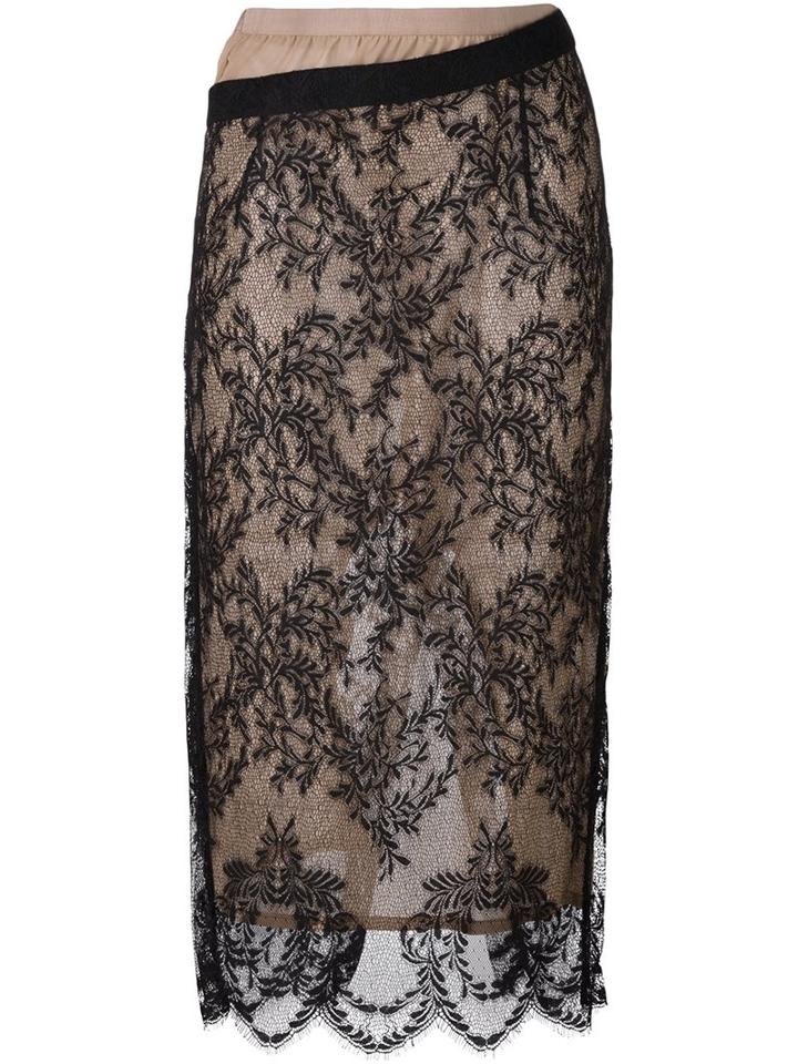 Erika Cavallini Lace Straight Skirt, Women's, Size: 42, Black, Polyester/polyamide