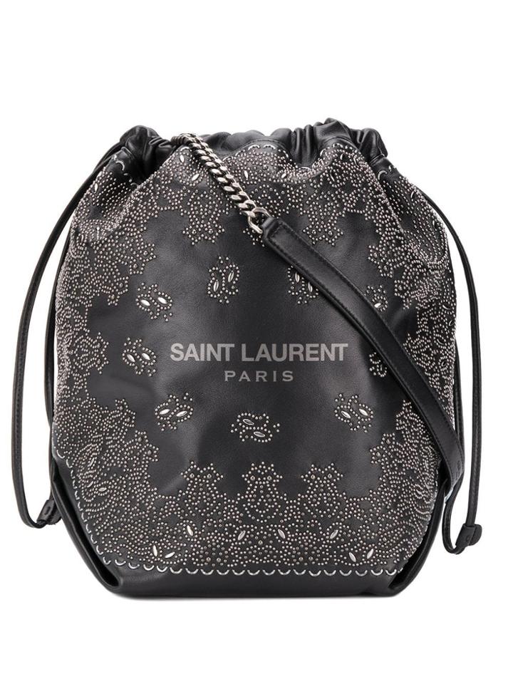 Saint Laurent Teddy Studded Bucket Bag - Black