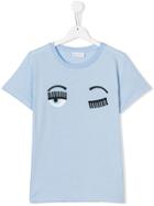 Chiara Ferragni Kids Teen Wink Embroidered T-shirt - Blue