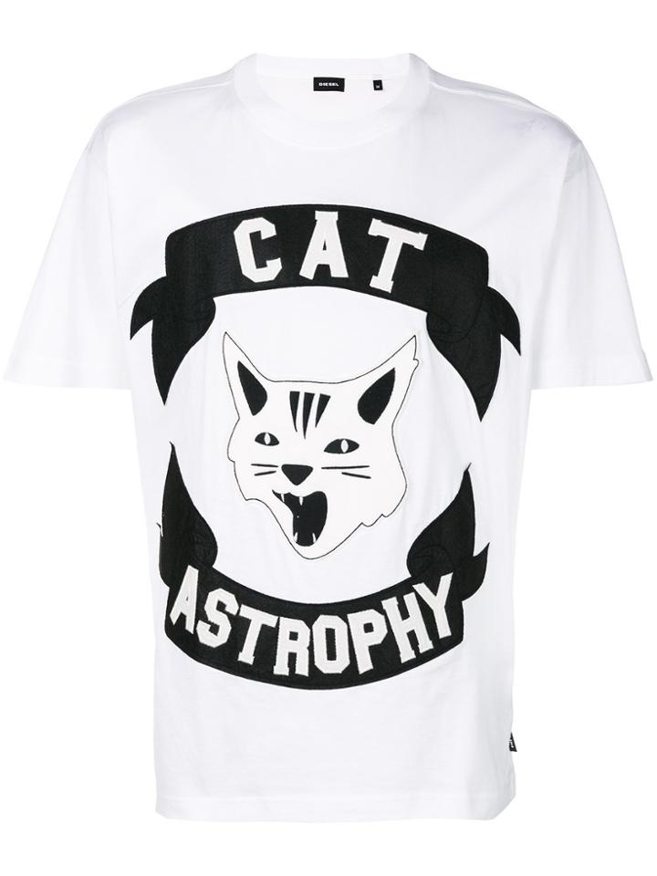 Diesel Cat Astrophe Print T-shirt - White